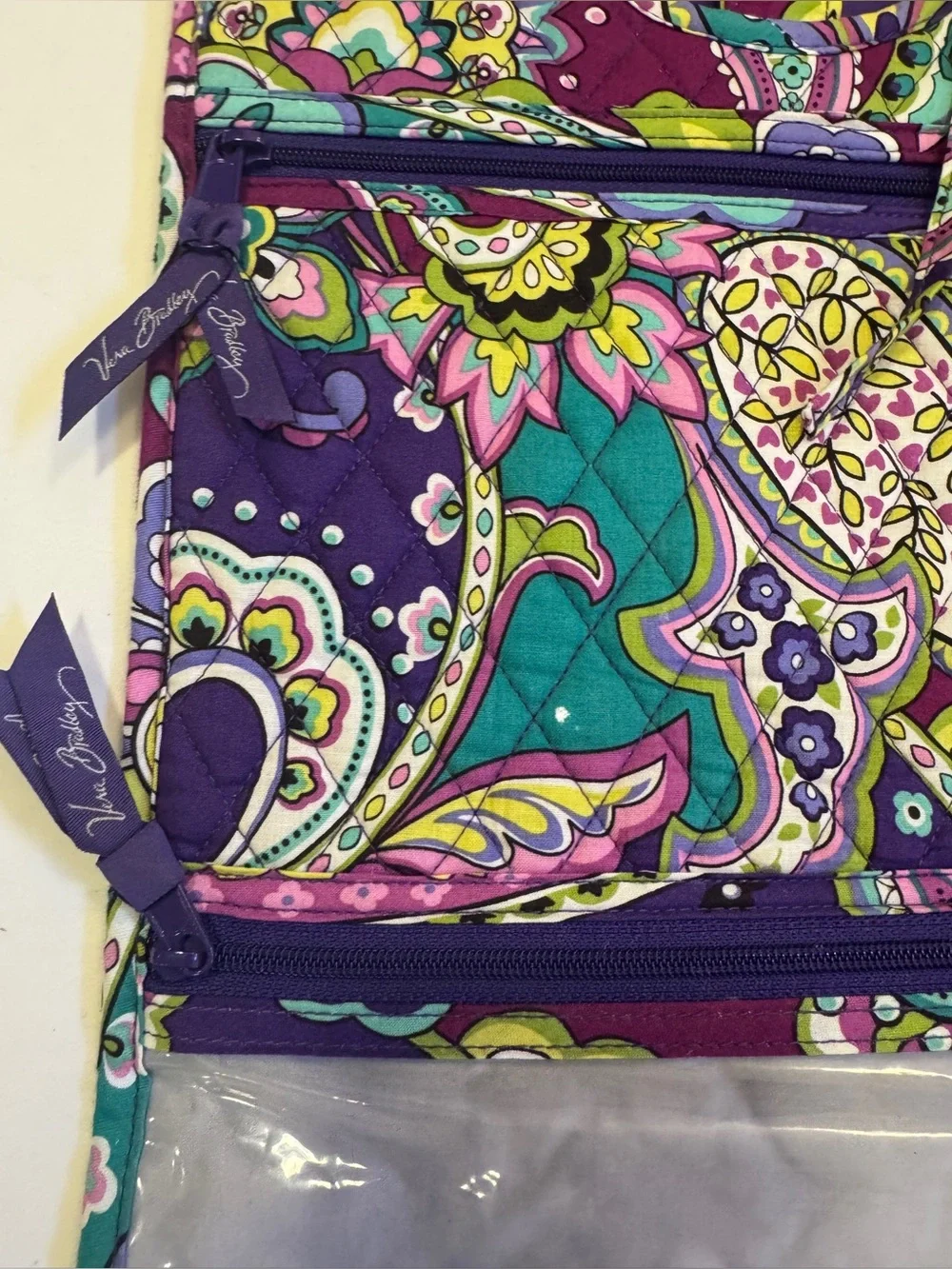 Vera Bradley Grand Travel Organizer Hanging Cosmetic Bag Plum Crazy Paisley